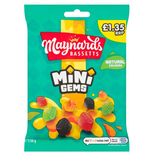 Maynards Bassetts Mini Gems 10x130g	 PM1.35