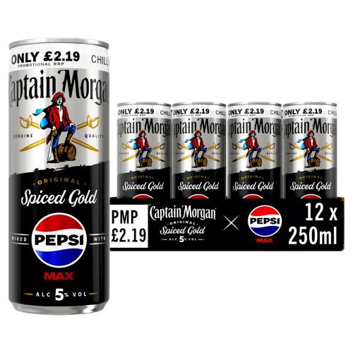 Captain Morgan Spiced Rum & Pepsi 12x250ml PM £2.19