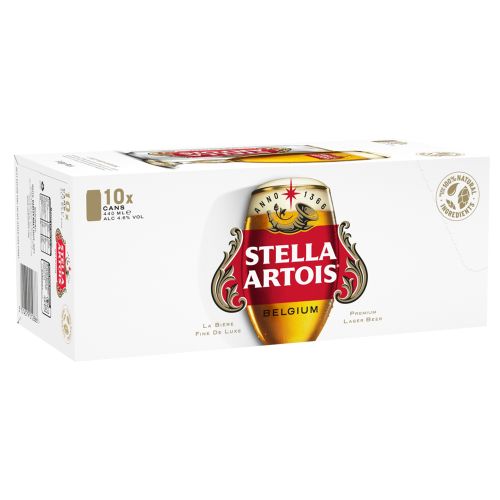 Stella Artois Premium Lager Beer Cans 10x440ml