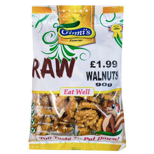 Ginnis Raw Walnuts 10x90g PM £1.99